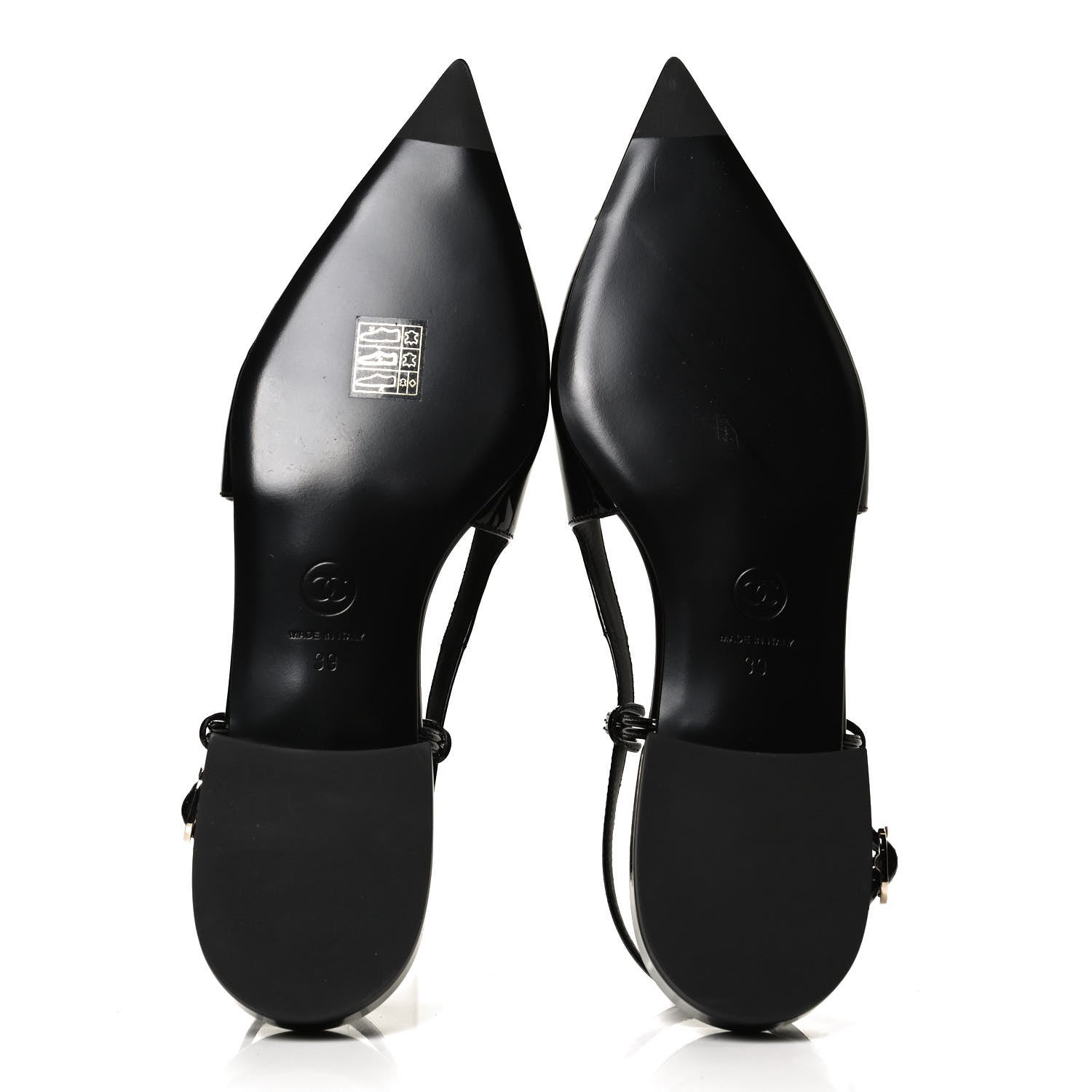 Chanel Patent CC Slingback Flats 39 Black 7 of 9