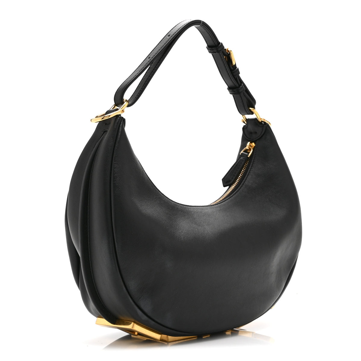 Vitello Grace Matte Small Fendigraphy Hobo Bag Black
