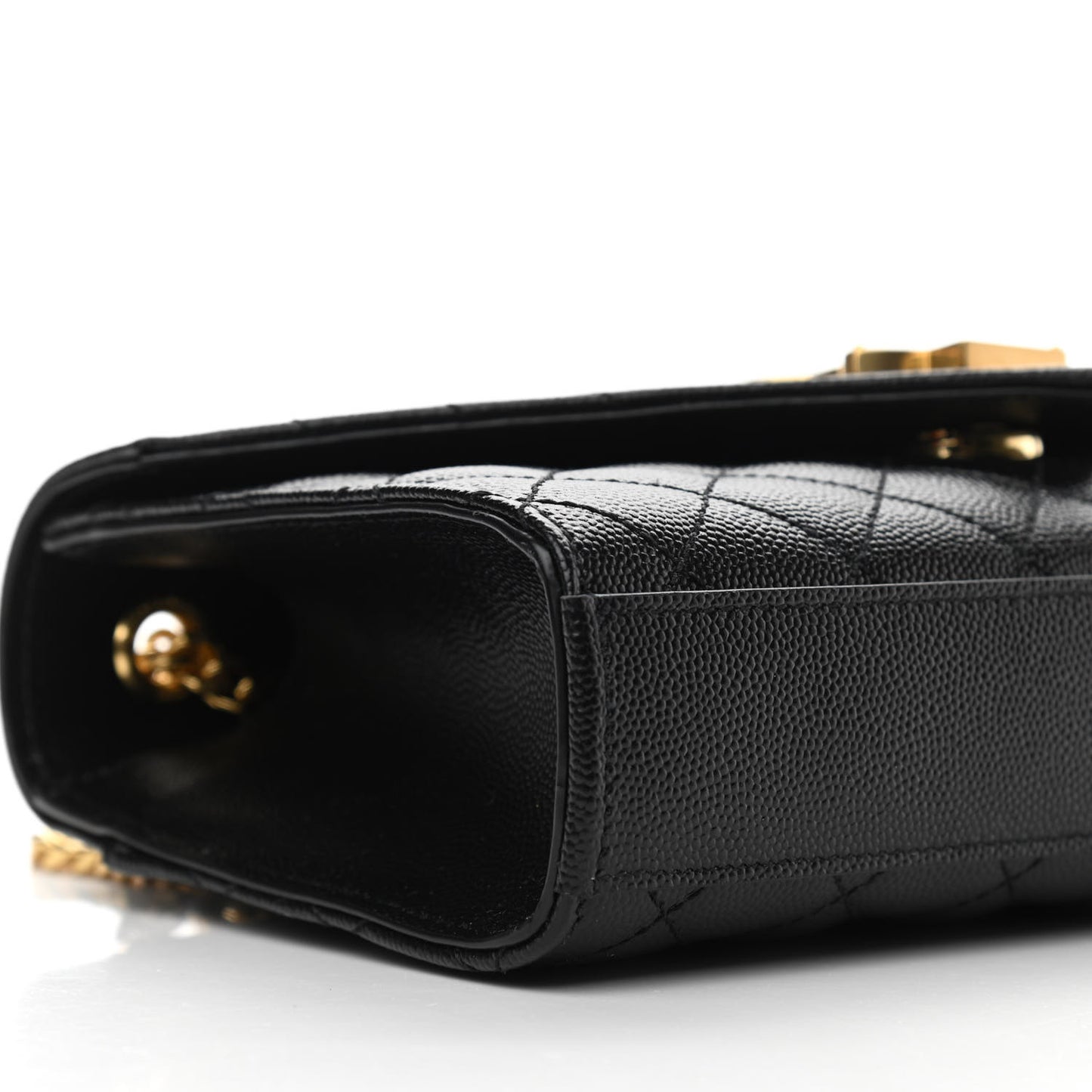 Grain De Poudre Textured Mixed Matelasse Triquilt Small Monogram Satchel Black