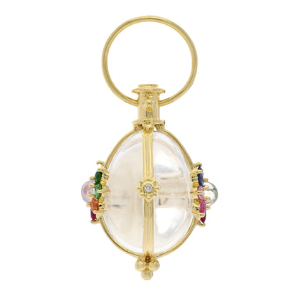 Temple St. Clair 18K Yellow Gold Diamond Rock Crystal Multi Gemstone Floral Amulet Pendant 3 of 4