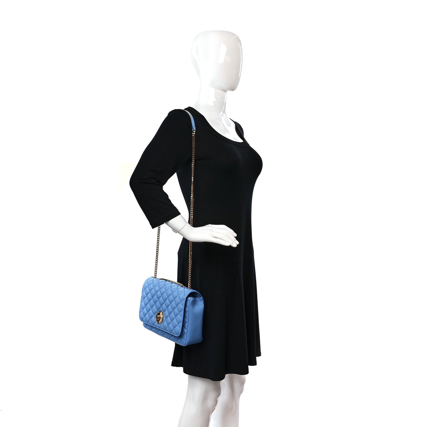 Nappa Quilted Medusa Chain Crossbody Blue