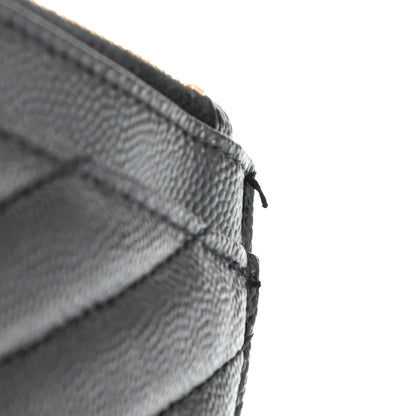 Saint Laurent Grain De Poudre Chevron Monogram Bill Pouch Black 9 of 9
