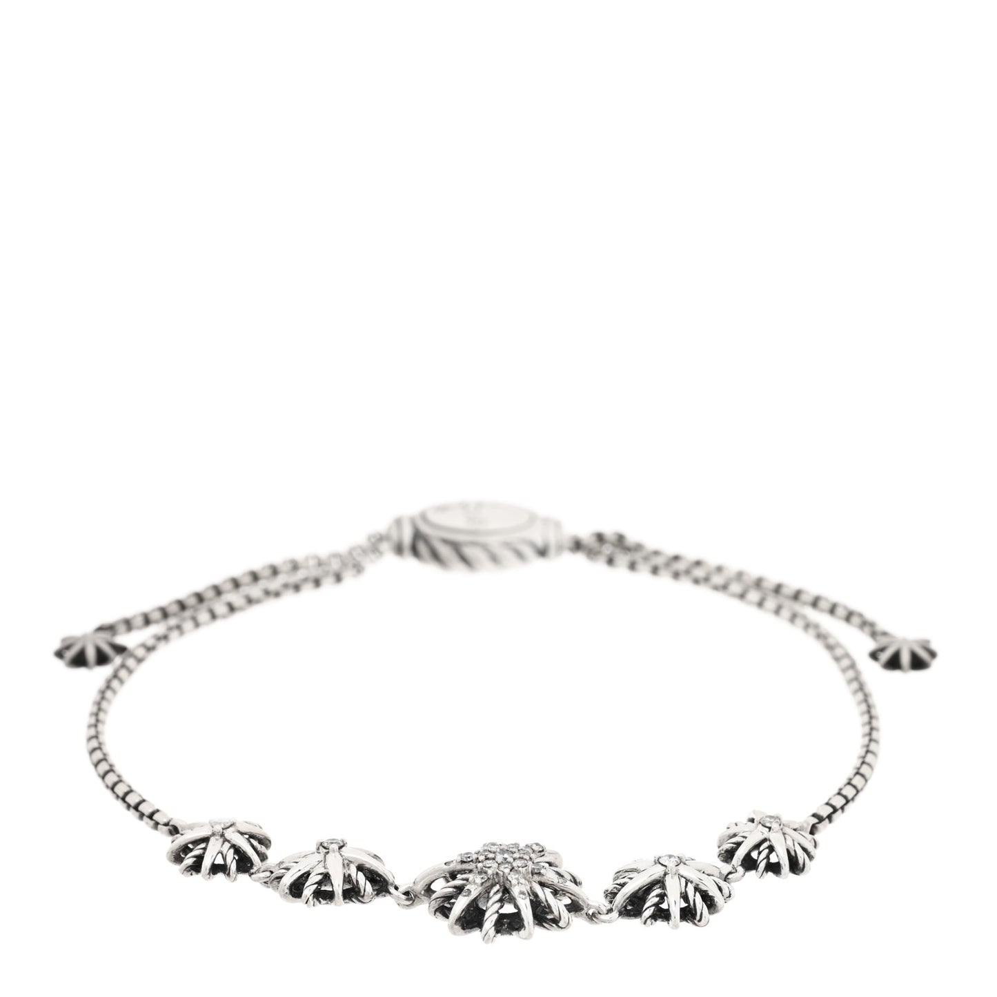 Sterling Silver Diamond Starburst Five Station Bracelet