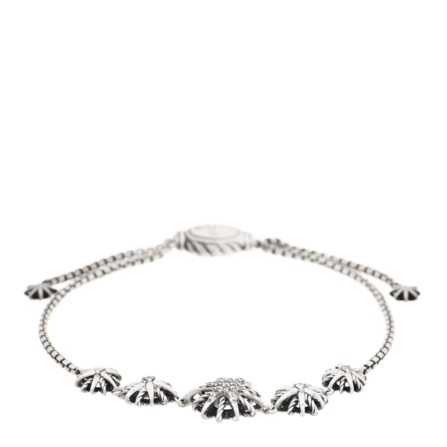 David Yurman Sterling Silver Diamond Starburst Five Station Bracelet 1 of 3