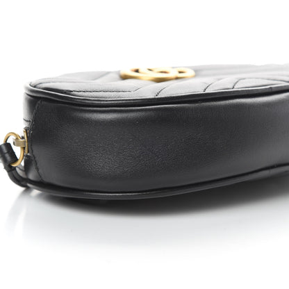 Gucci Calfskin Matelasse GG Marmont Belt Bag 85 34 Black 9 of 10