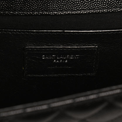 Saint Laurent Grain De Poudre Textured Mixed Matelasse Triquilt Medium Monogram Satchel Black 6 of 12