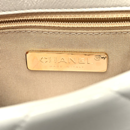 Chanel Shiny Crumpled Calfskin Quilted Medium Chanel 19 Flap White 6 of 11