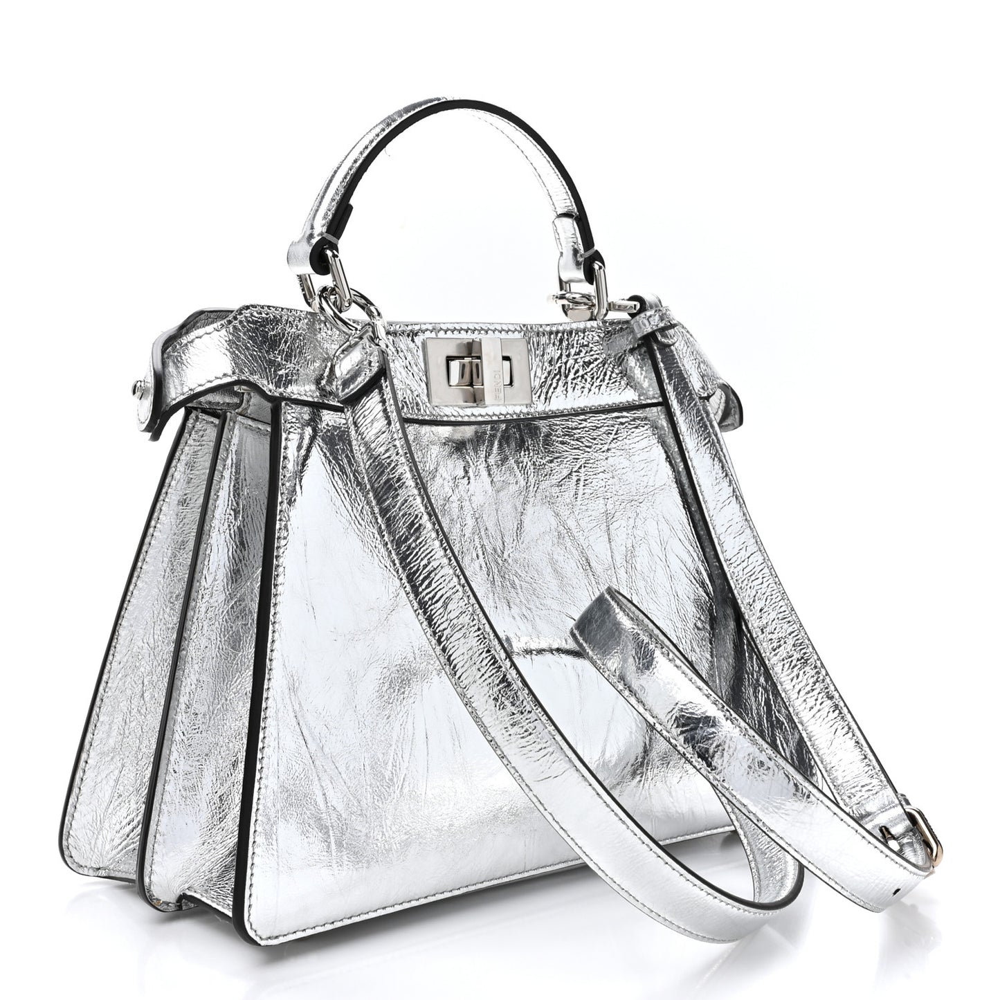 Rock Millenium Laminata Small Peekaboo I SEE U Satchel Argento