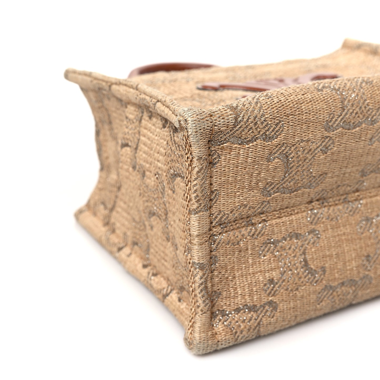 Raffia Effect Calfskin Triomphe Jacquard Cabas Thais Natural Silver