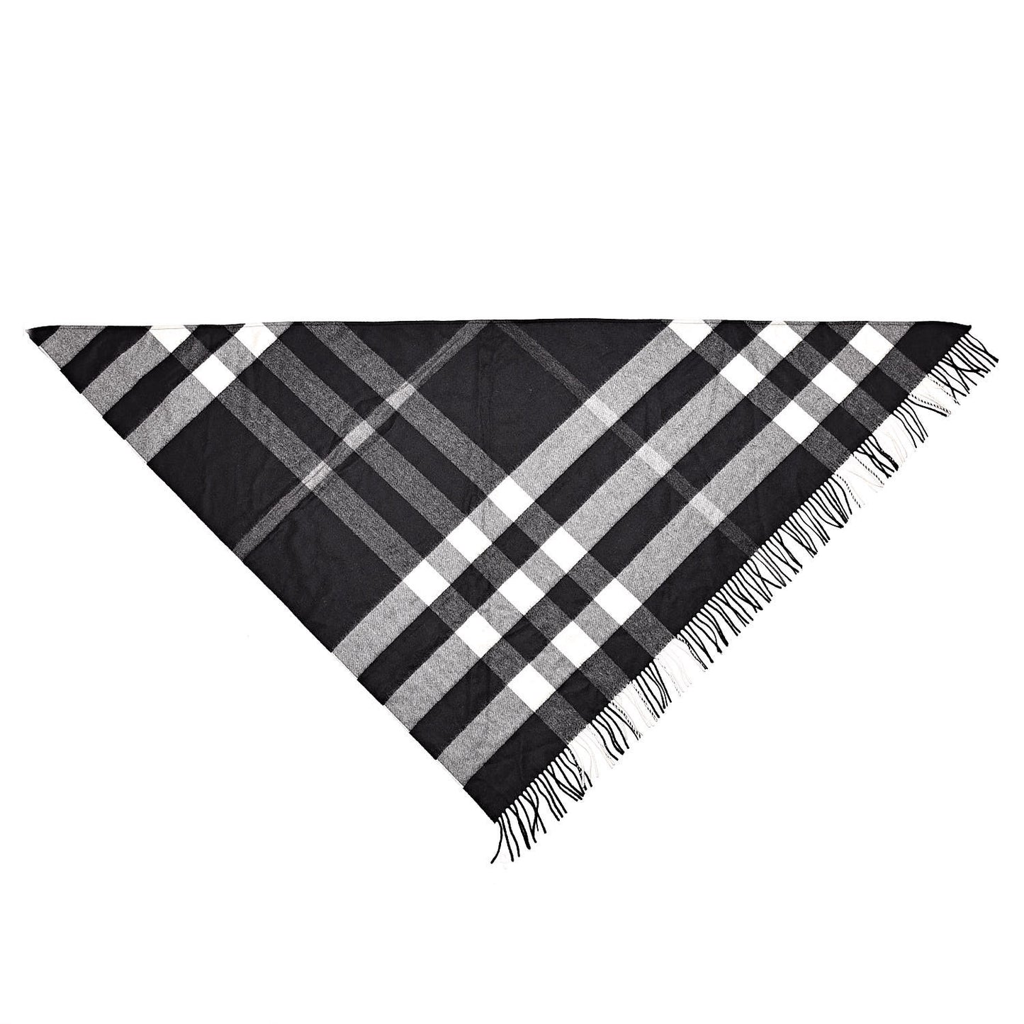 Cashmere Half Mega Check Bandana Scarf Black
