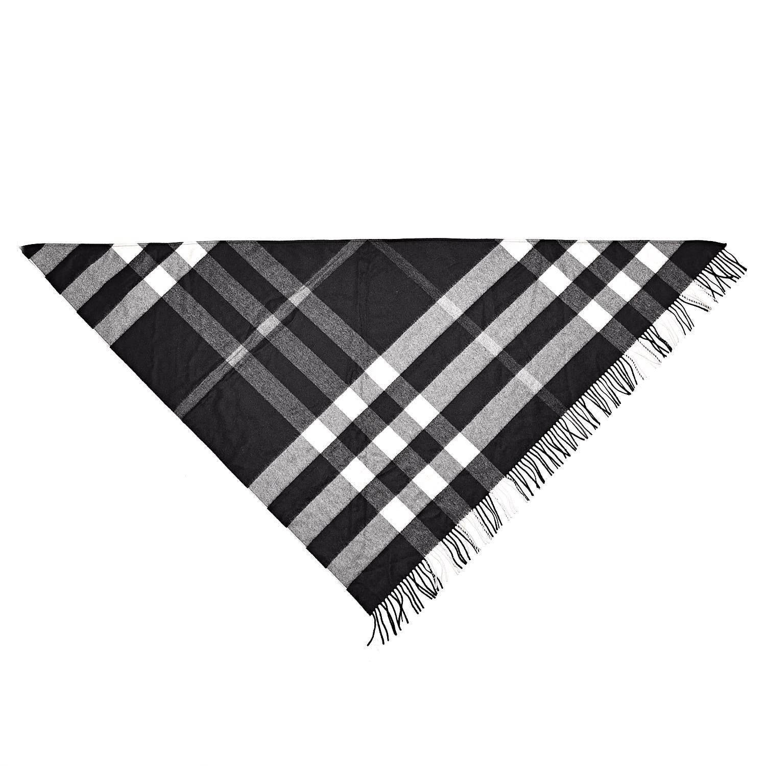 Burberry Cashmere Half Mega Check Bandana Scarf Black 1 of 3