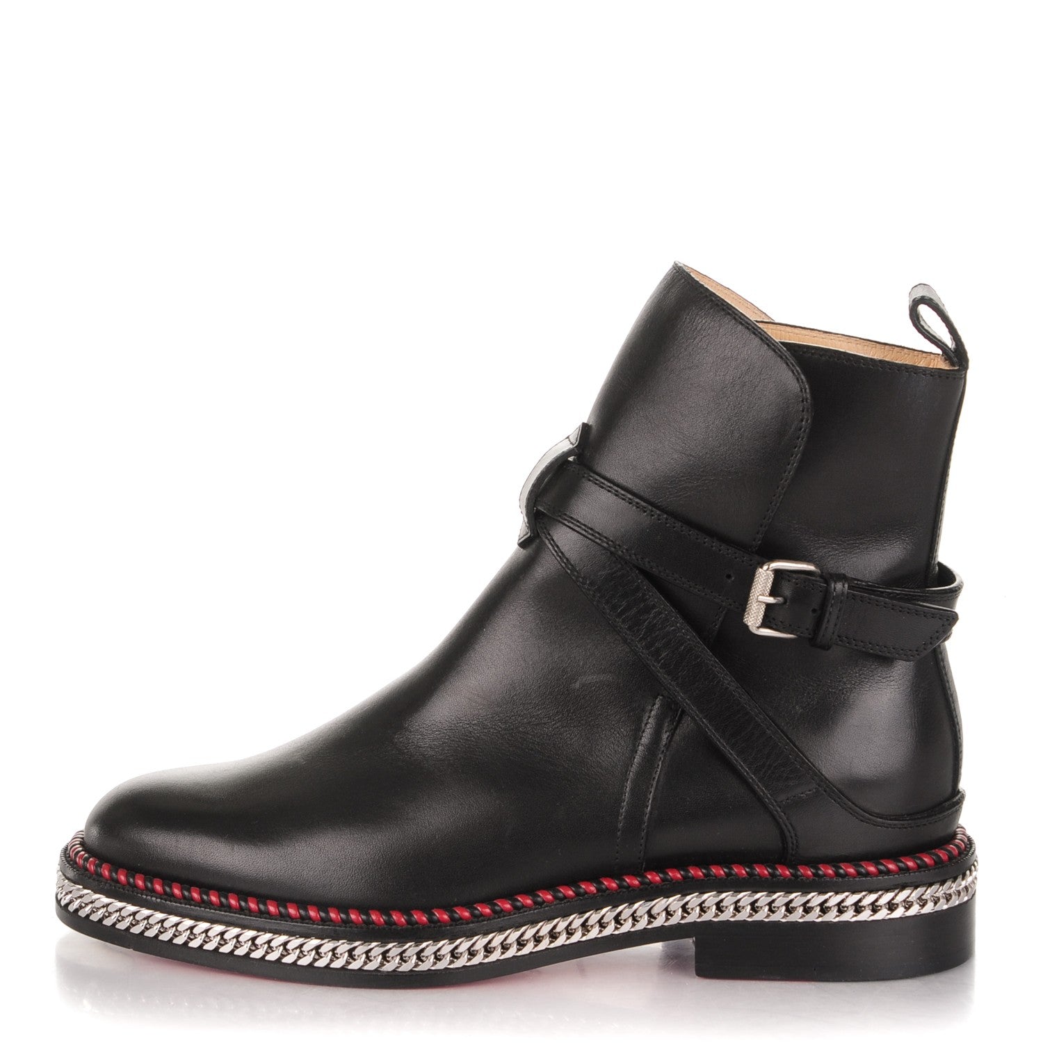Christian Louboutin Calfskin Chain Flat Chelsea Boots 36 Black 1 of 6