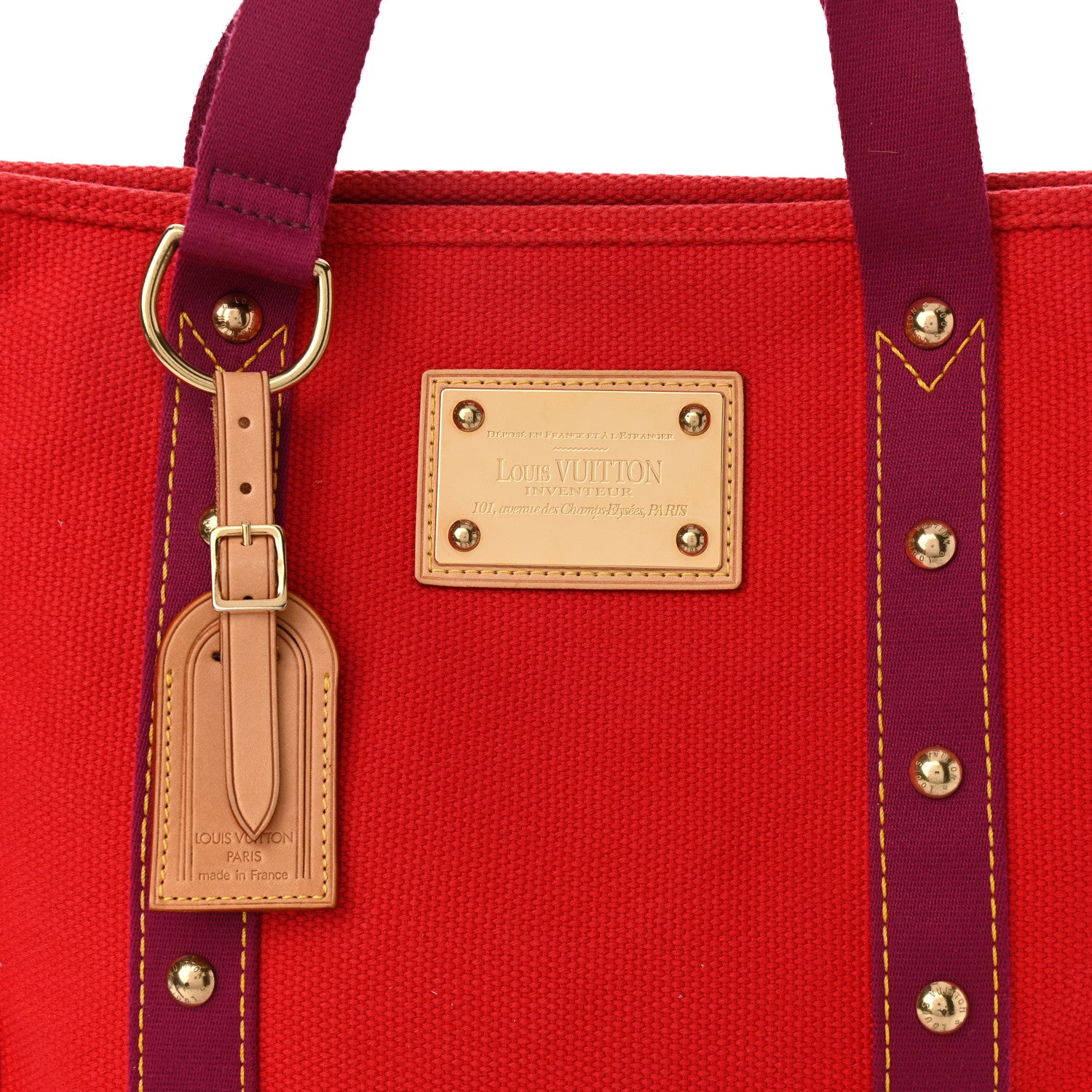Louis Vuitton Toile Antigua Cabas MM Red Pink 8 of 10