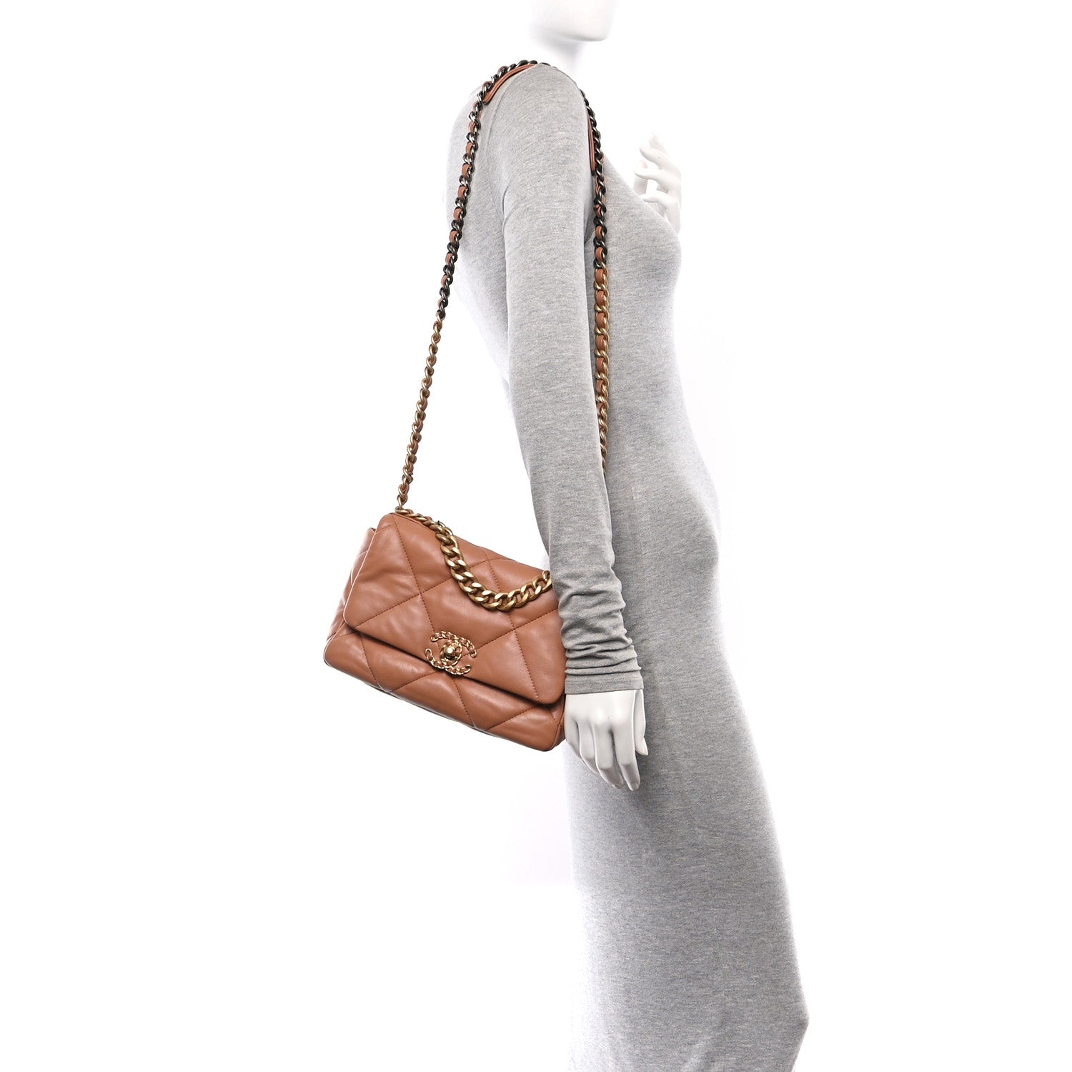 Chanel Lambskin Quilted Medium Chanel 19 Flap Brown 2 of 10