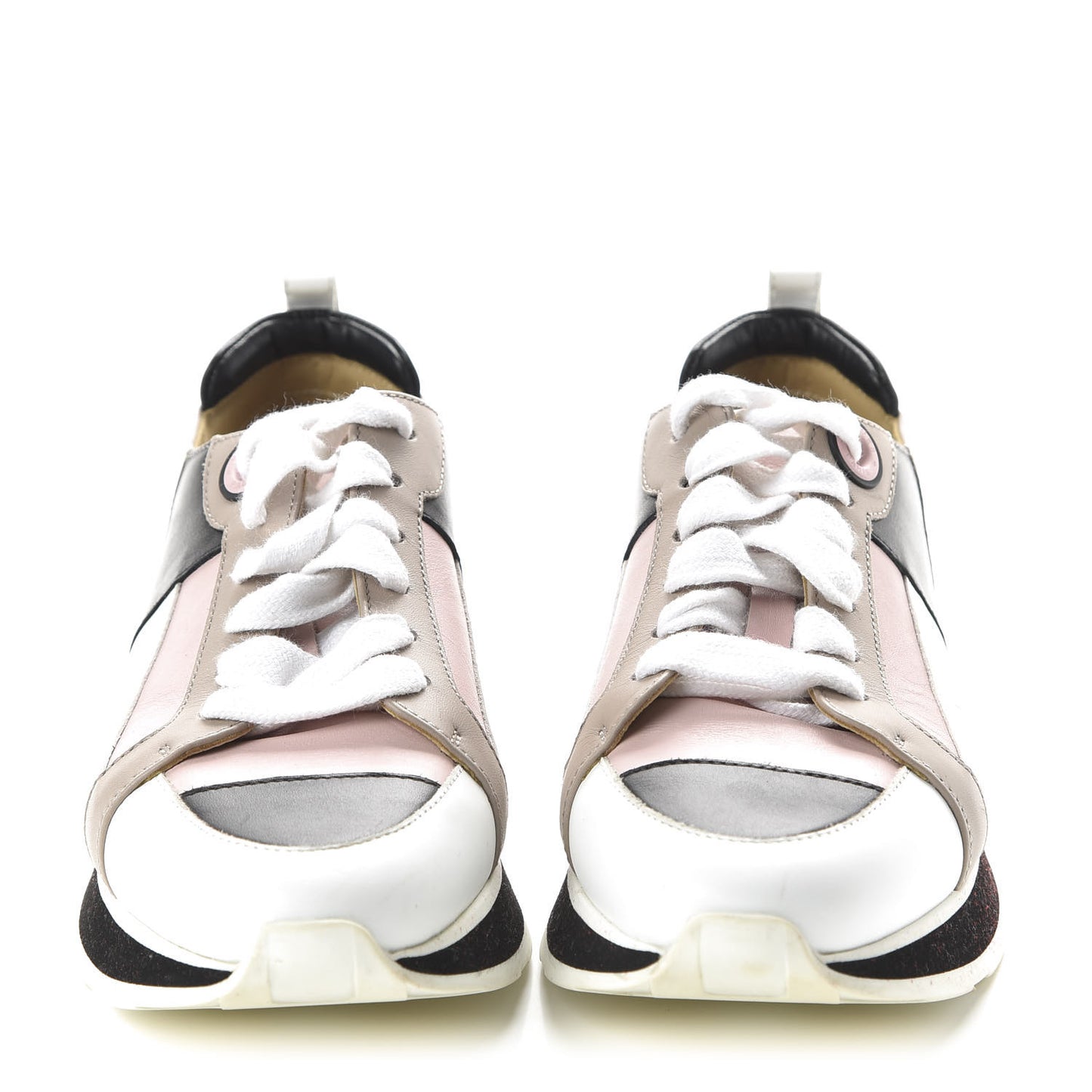 Calfskin Rebus Sneakers 36 Rose Aube Black White