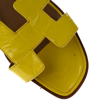 Hermes Patent Oran Sandals 39 Paille 8 of 13