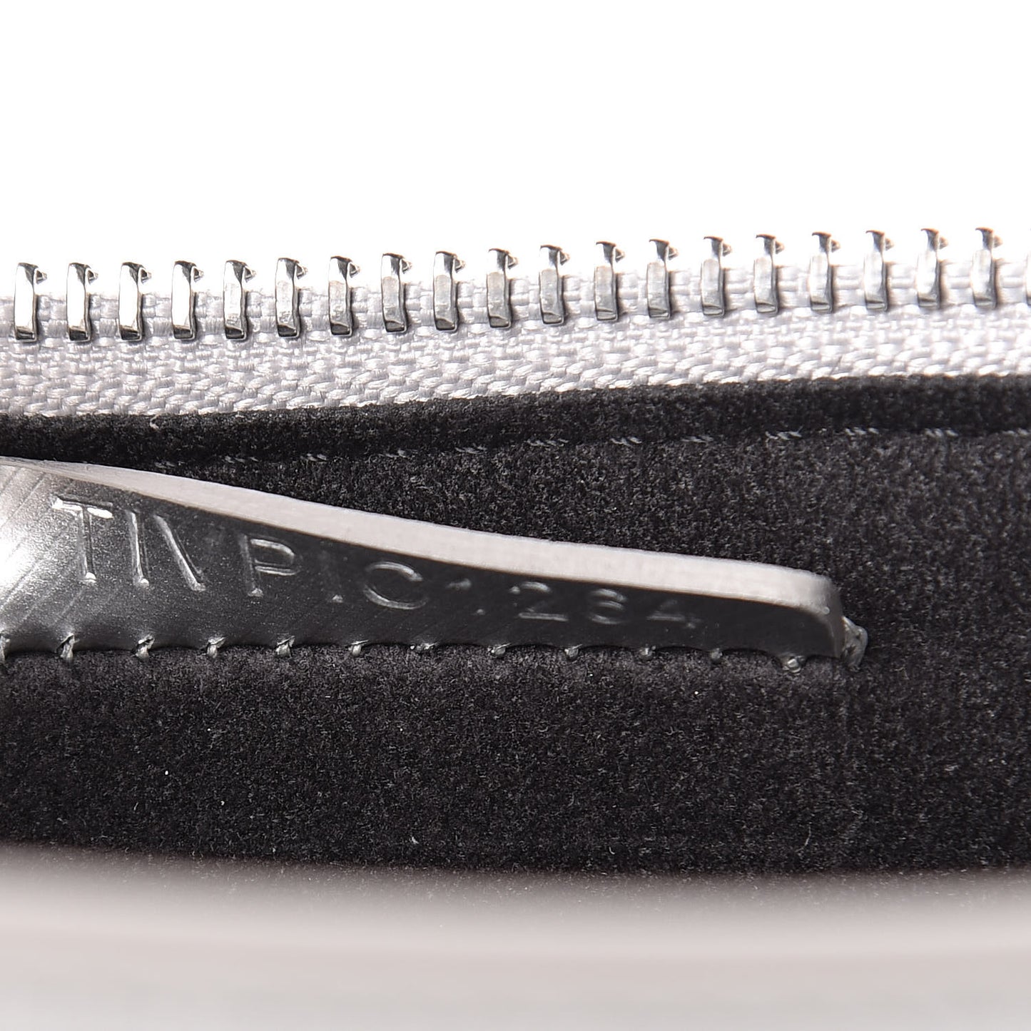 Metallic Trench Calfskin Medium Zip Lock Pouch Silver