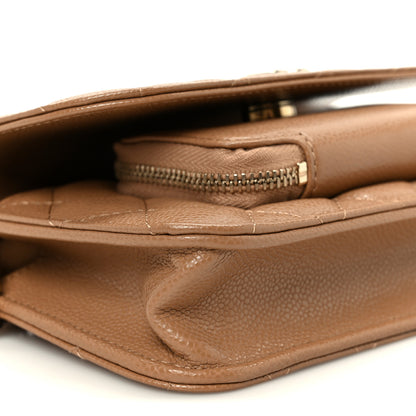 Chanel Caviar Quilted Business Affinity Clutch With Chain Flap Camel 9 of 11