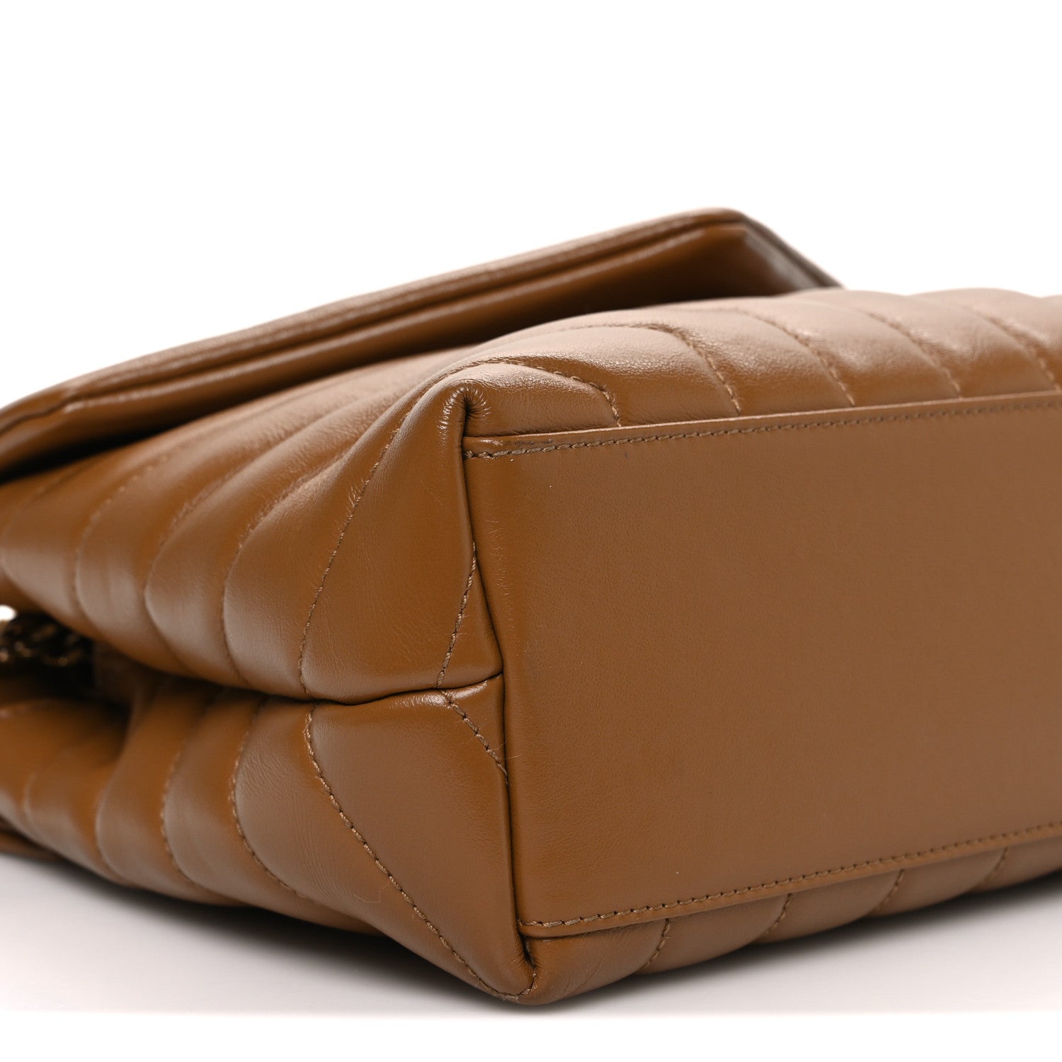 Saint Laurent Calfskin Y Quilted Monogram Small Loulou Chain Satchel Dark Natural 9 of 11