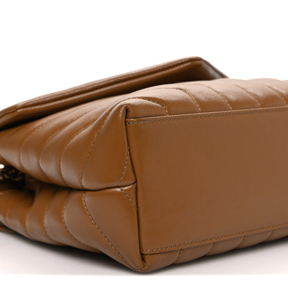 Saint Laurent Calfskin Y Quilted Monogram Small Loulou Chain Satchel Dark Natural 9 of 11