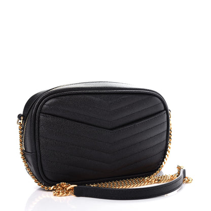 Saint Laurent Grain De Poudre Matelasse Monogram Mini Lou Camera Bag Black 3 of 11