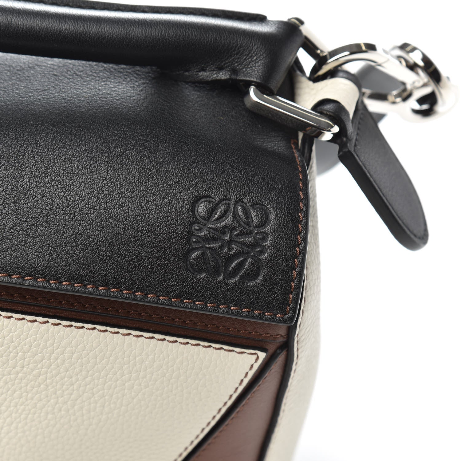 Loewe Calfskin Small Puzzle Bag Brunette Soft White Black 7 of 11