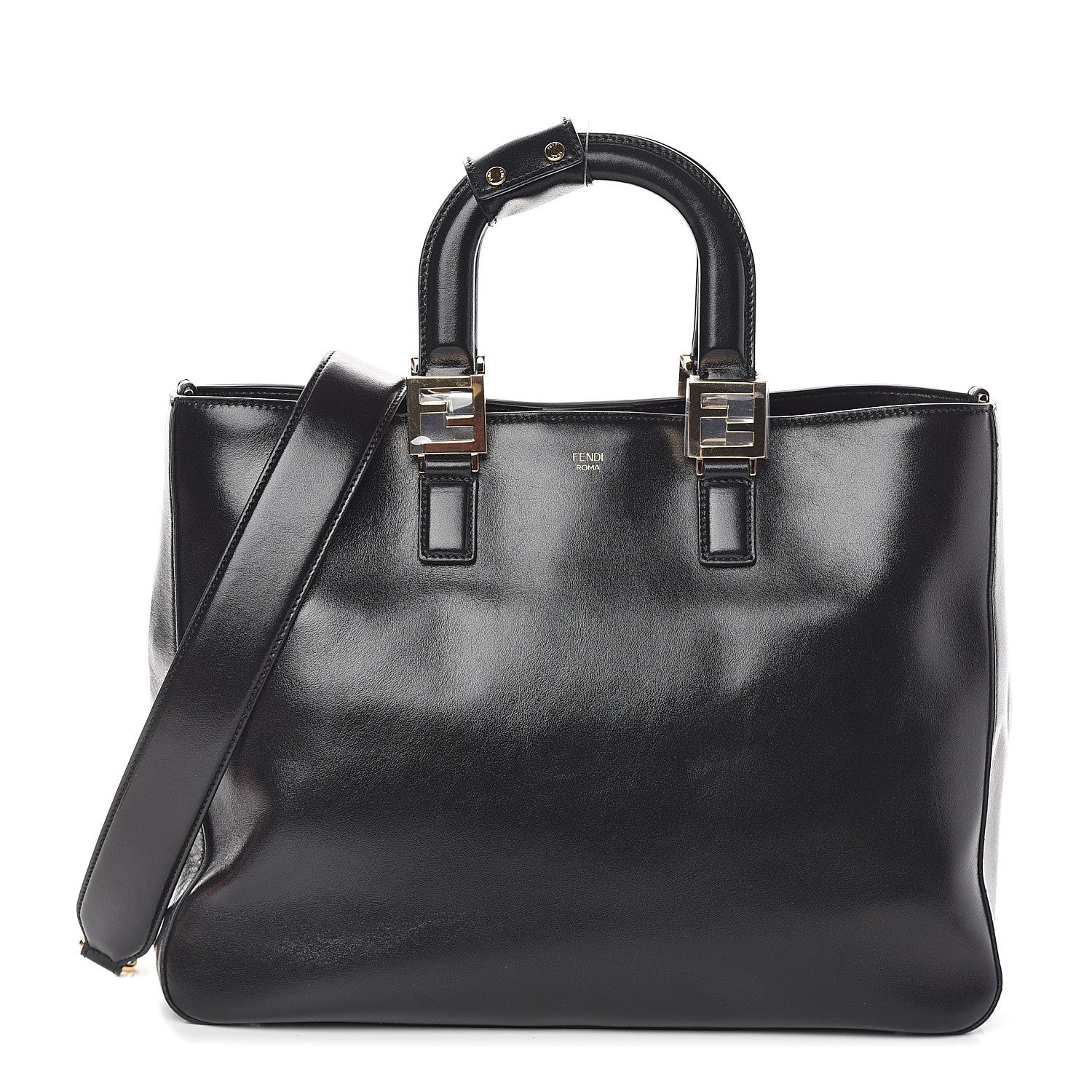 Fendi Vitello Glacier Medium FF Tote Black 1 of 8