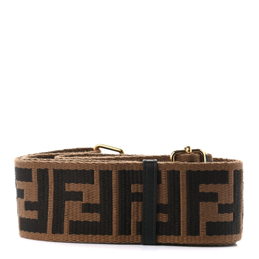 Ribbon Vitello Seta FF 1974 Adjustable Strap You Fango Marrone Black