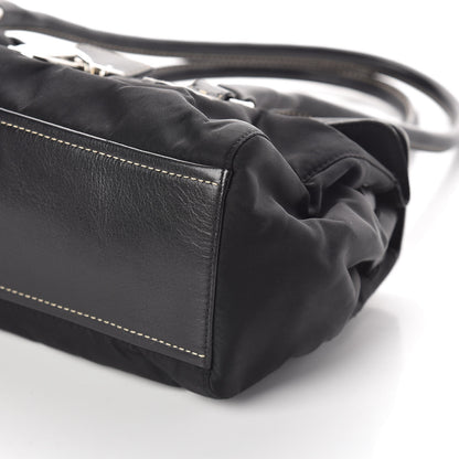 Prada Tessuto Nylon Vitello Foldover Pushlock Satchel Black 9 of 9
