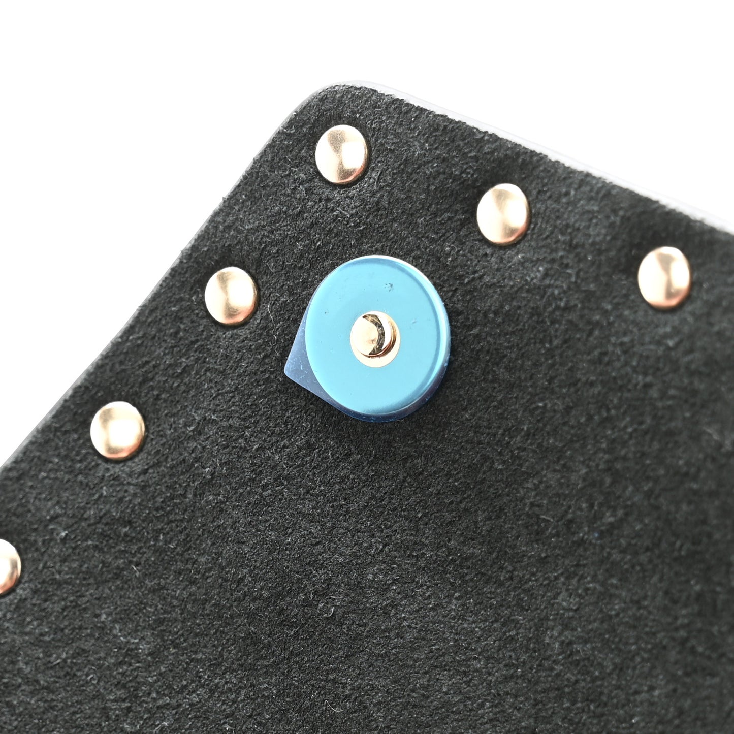 Pebbled Calfskin Medium Rockstud Envelope Flat Wristlet Pouch Black