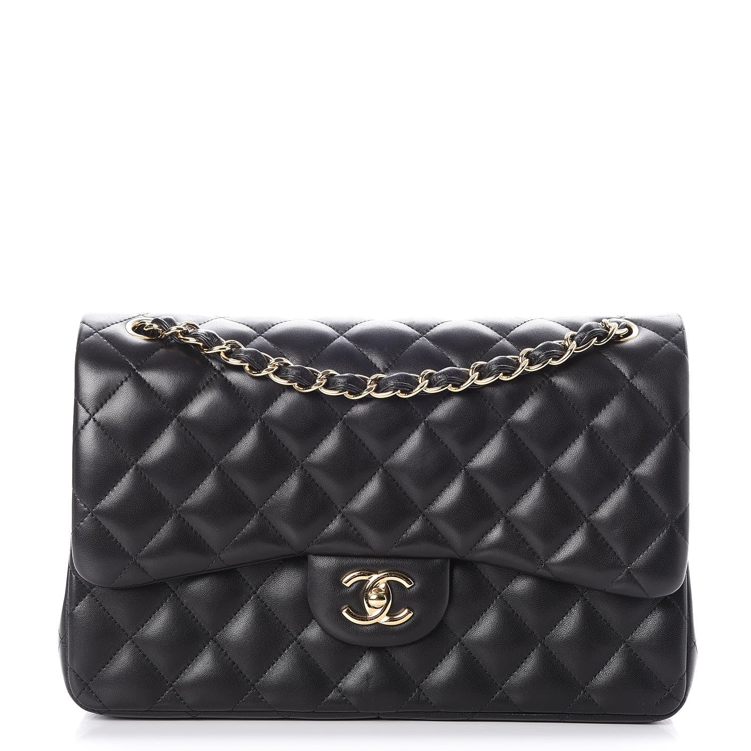 Chanel Lambskin Quilted Jumbo Double Flap Black 1 of 9