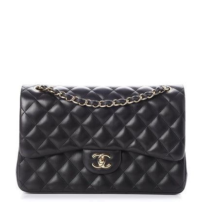 Chanel Lambskin Quilted Jumbo Double Flap Black 1 of 9