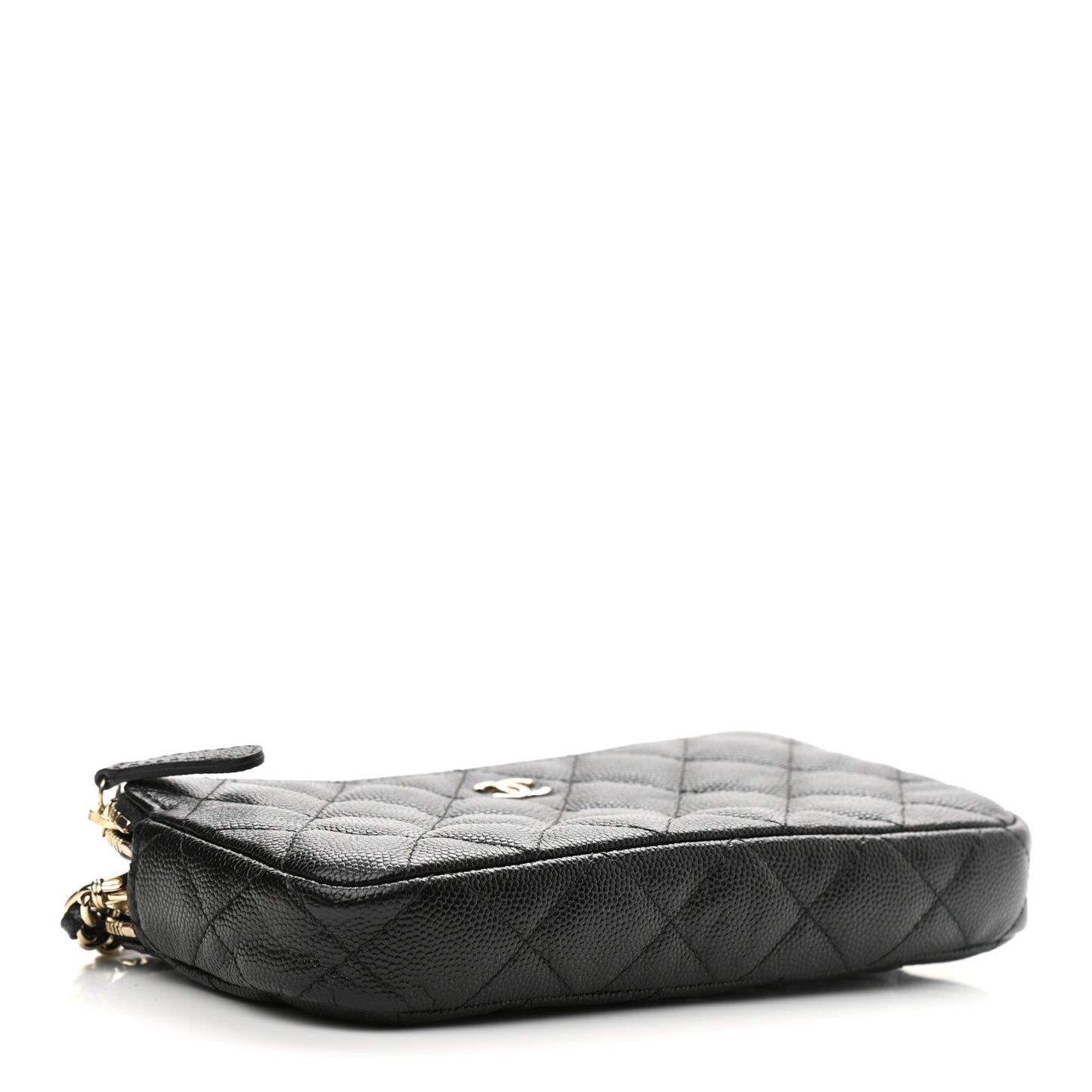 Caviar Quilted Small Clutch With Chain Black