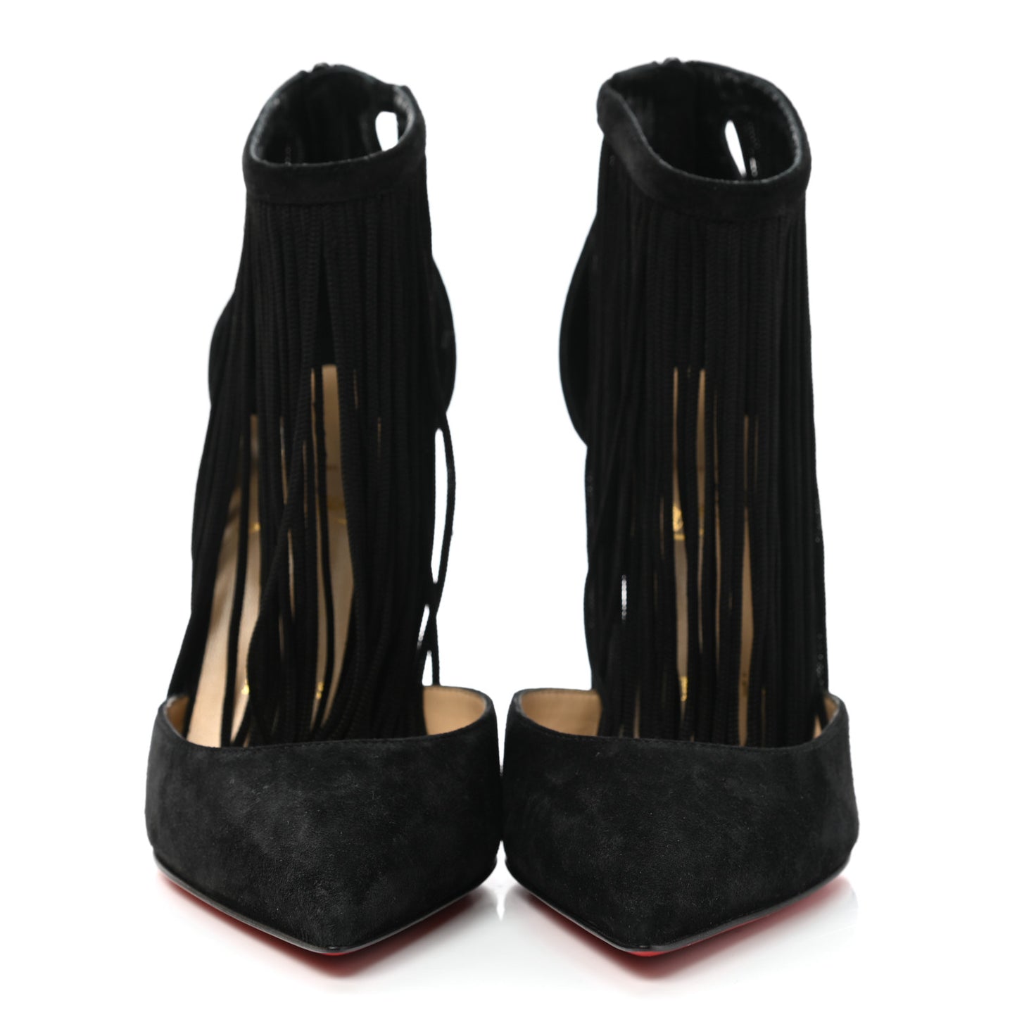 Veau Velours Fringe Courtain 100 Pumps 36.5 Black