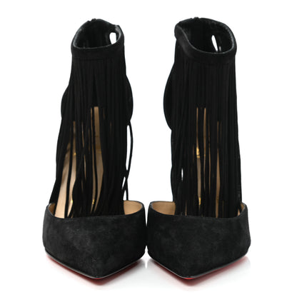 Christian Louboutin Veau Velours Fringe Courtain 100 Pumps 36.5 Black 2 of 8