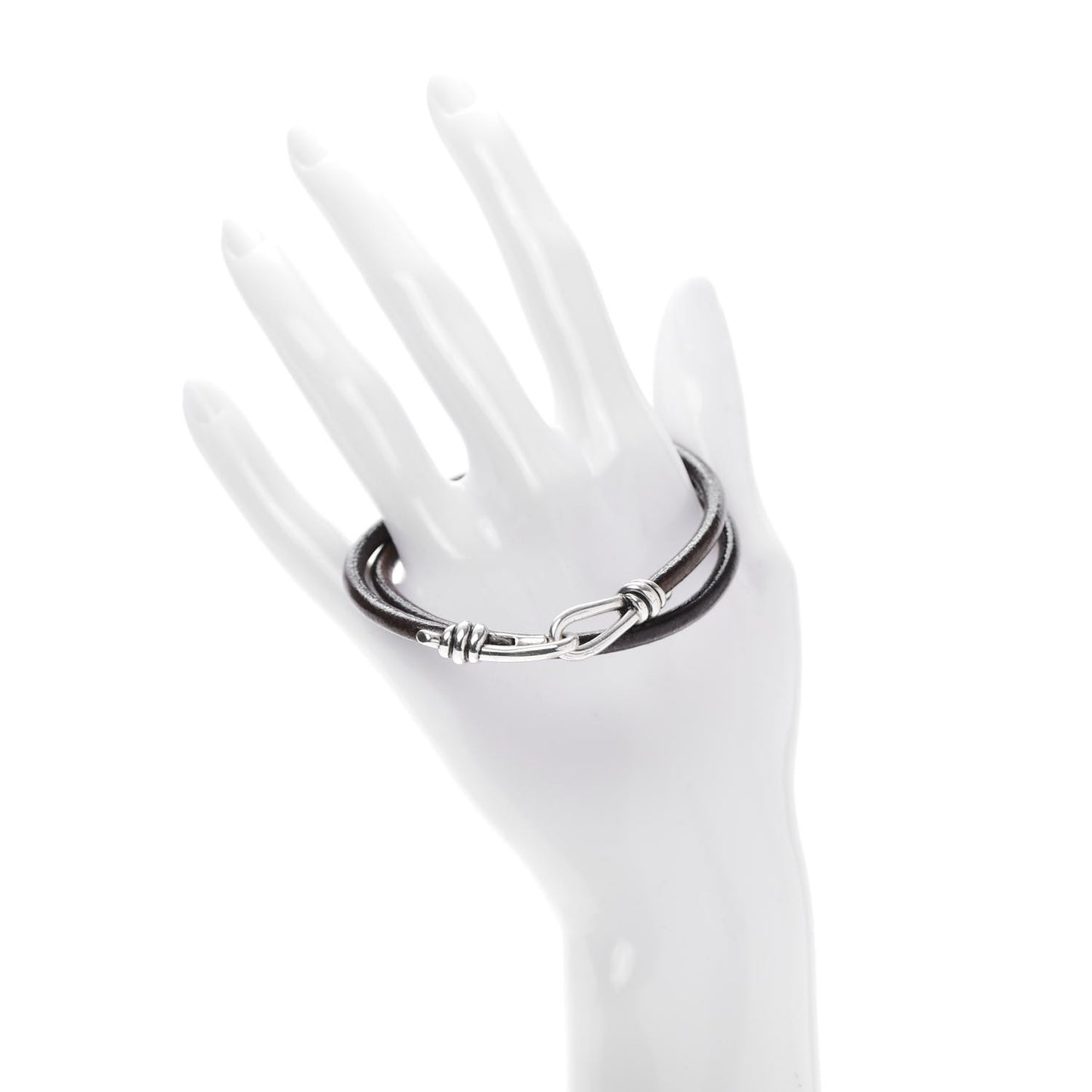 Sterling Silver Leather Paloma Picasso Knot Double Wrap Bracelet