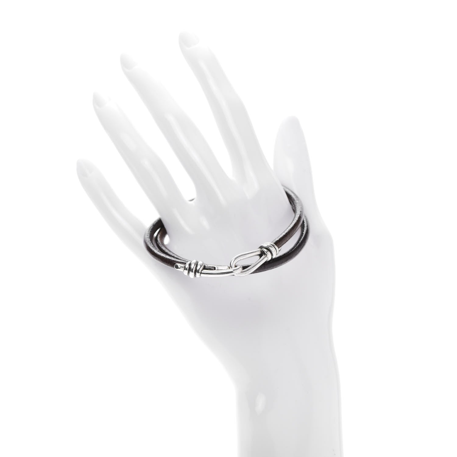 Tiffany Sterling Silver Leather Paloma Picasso Knot Double Wrap Bracelet 2 of 4