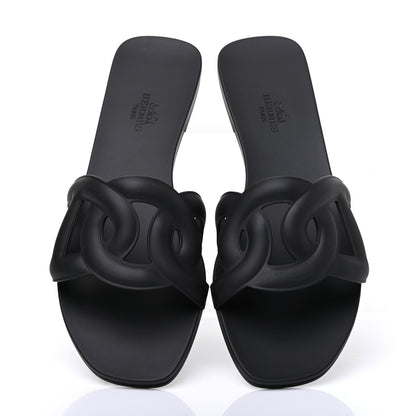 Hermes Rubber Aloha Sandals 39 Black 5 of 10