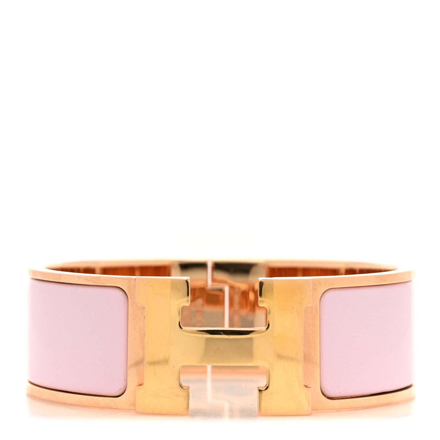 Hermes Enamel Wide Clic Clac H Bracelet GM Rose Dragee 1 of 6