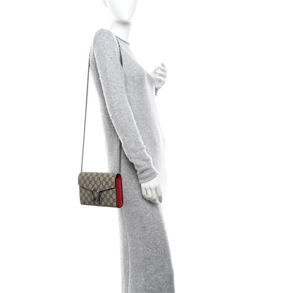 Gucci GG Supreme Monogram Mini Dionysus Chain Wallet Beige Vulcanic Red 2 of 10