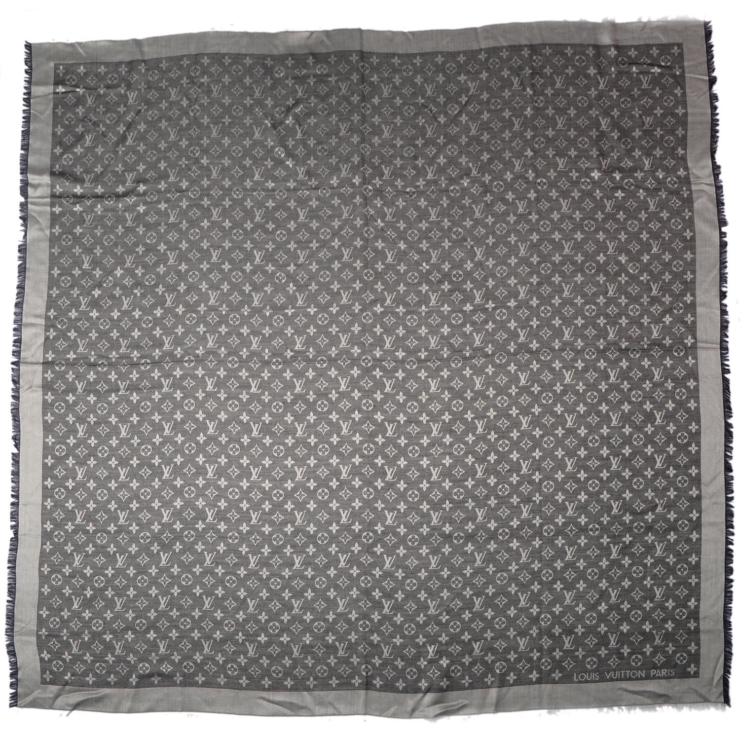 Louis Vuitton Silk Wool Monogram Denim Shawl Black 4 of 5