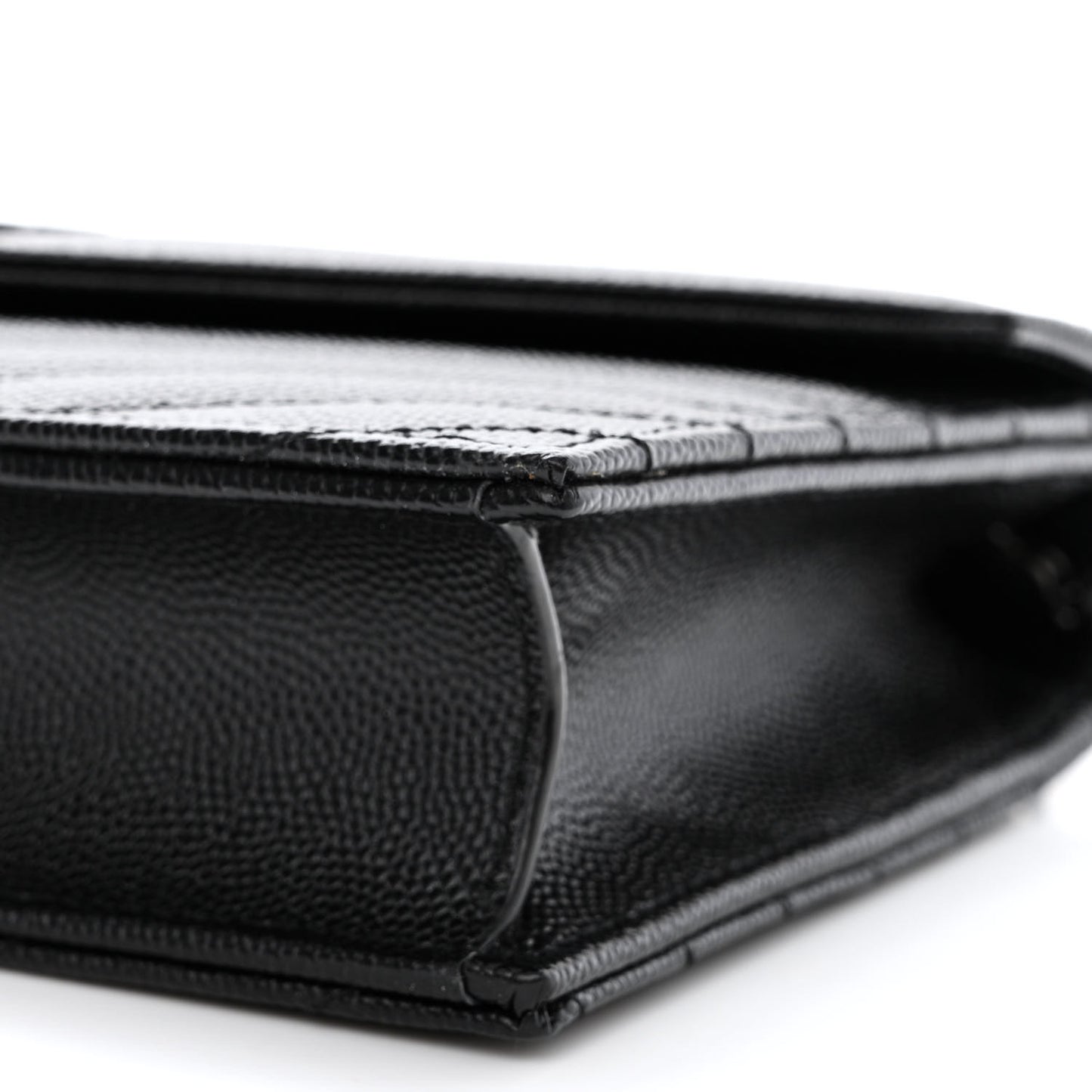 Grain De Poudre Matelasse Chevron Monogram Monochrome Envelope Chain Wallet Black