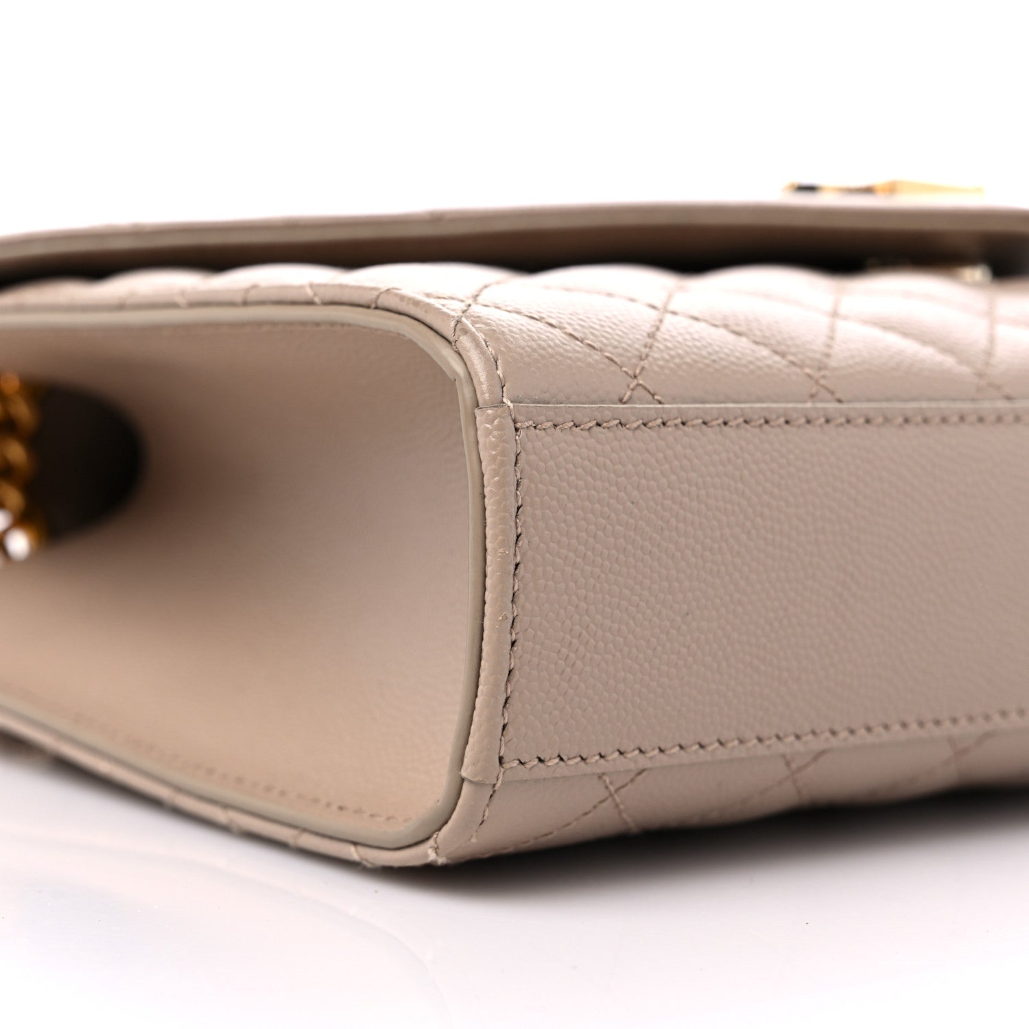 Saint Laurent Grain De Poudre Textured Mixed Matelasse Medium Triquilt Monogram Satchel Dark Beige 8 of 10