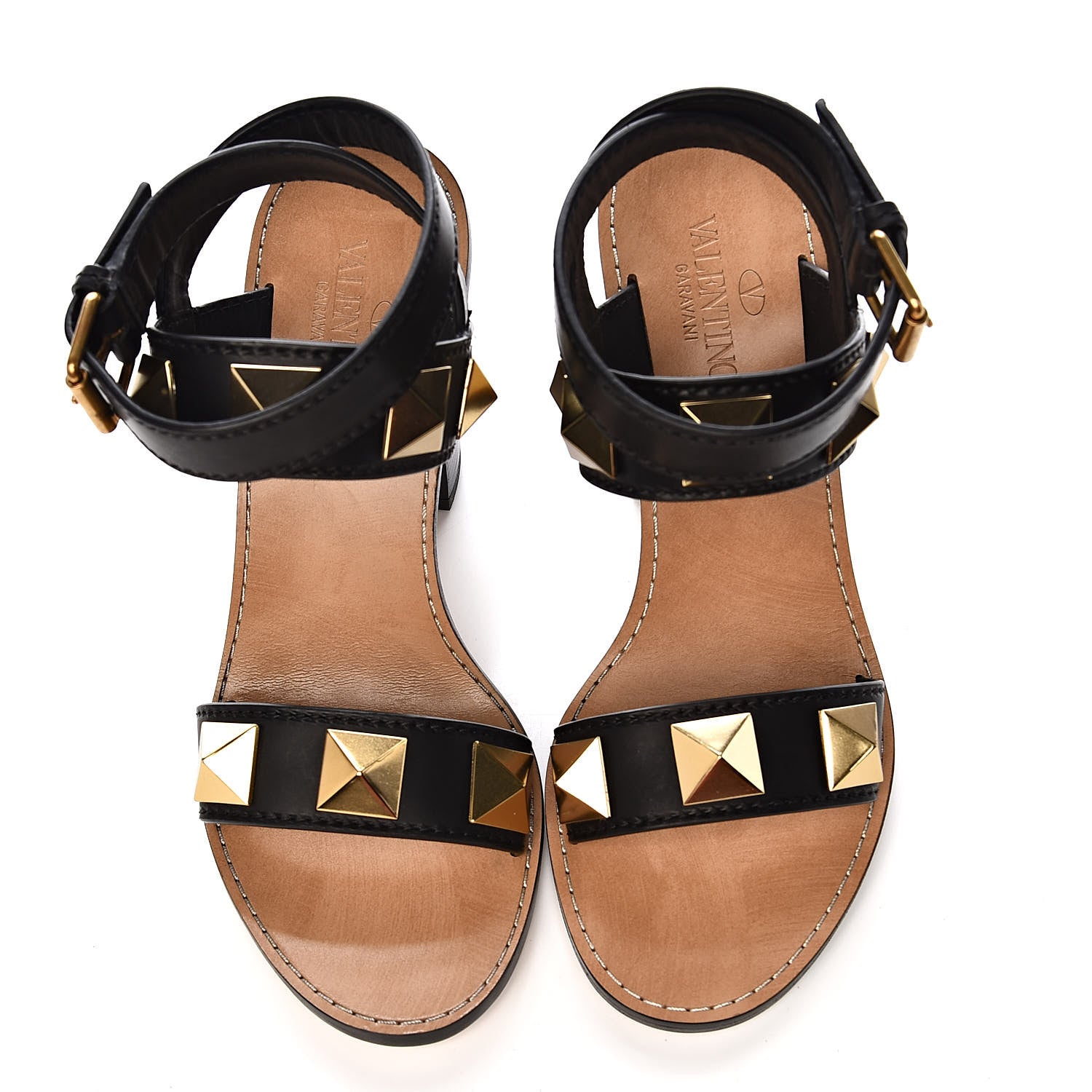 Valentino Garavani Calfskin Macro Rockstud Ankle Strap 100mm Sandals 36 Black 11 of 11