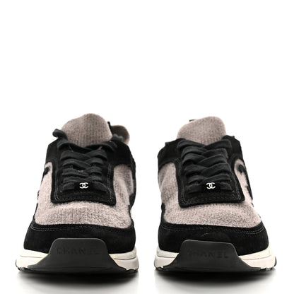 Chanel Fabric Suede Calfskin CC Sneakers 40 Grey Black 2 of 9