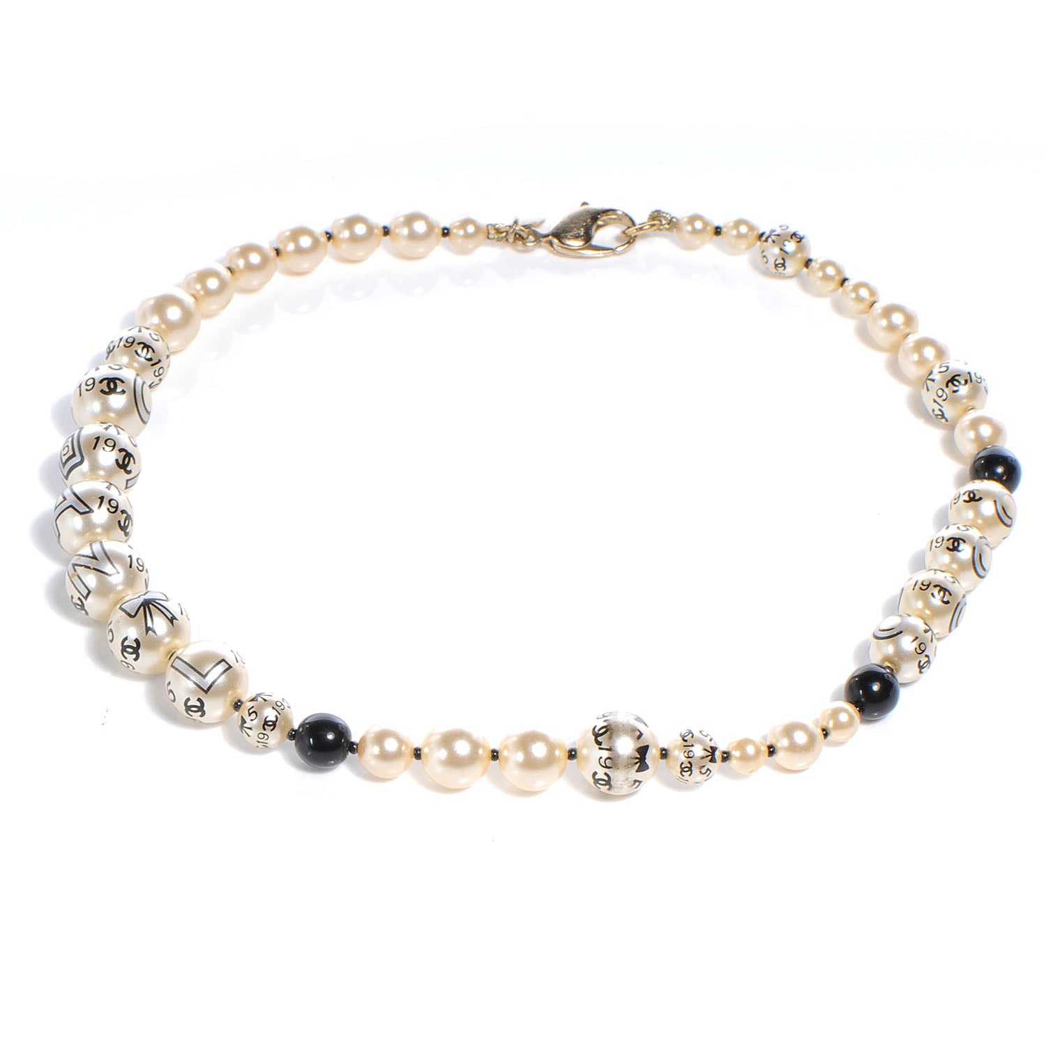 Chanel Pearl CC Coco Choker Necklace Ivory Black Gold 3 of 5