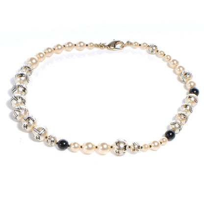 Chanel Pearl CC Coco Choker Necklace Ivory Black Gold 3 of 5
