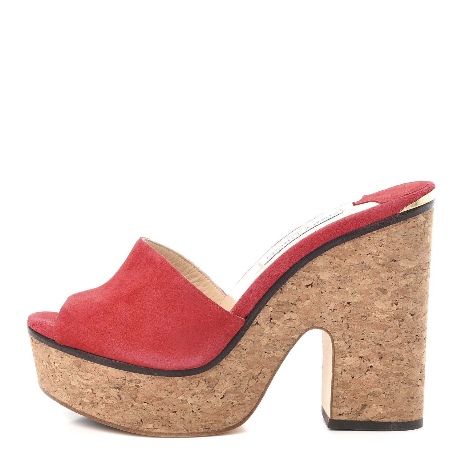 Jimmy Choo Suede Cork DeeDee Platform Sandals 39 Red 1 of 7