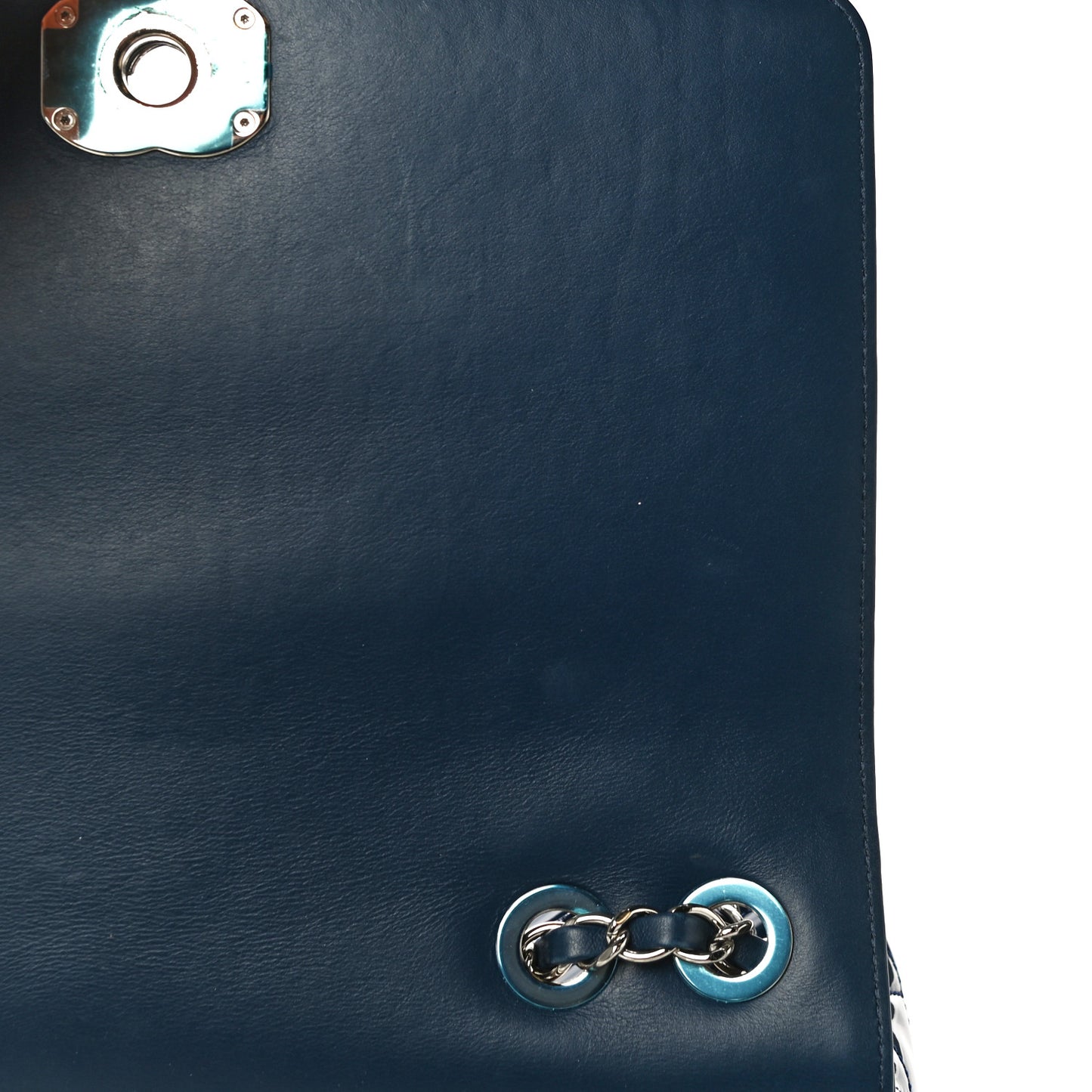 Patent Quilted Small Coco Boy Flap Navy