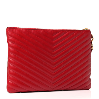 Saint Laurent Calfskin Matelasse Monogram Cassandre Tablet Pouch Rouge Eros 2 of 4